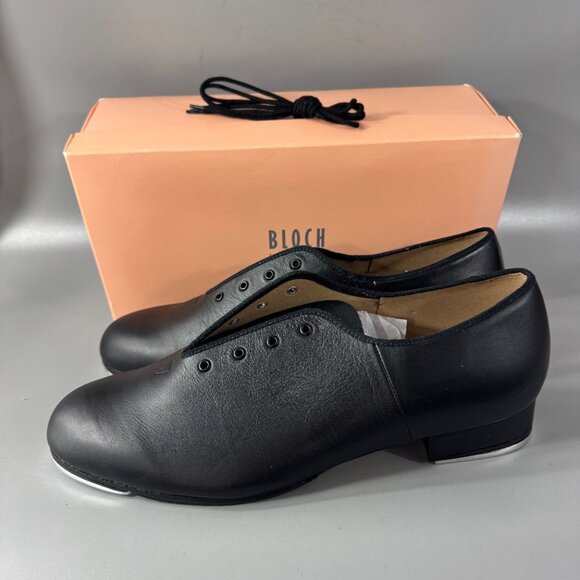 NIB Bloch Black Leather Tap Shoes Lace Up Dance with Techno Tap, Size 11 - Picture 3 of 13